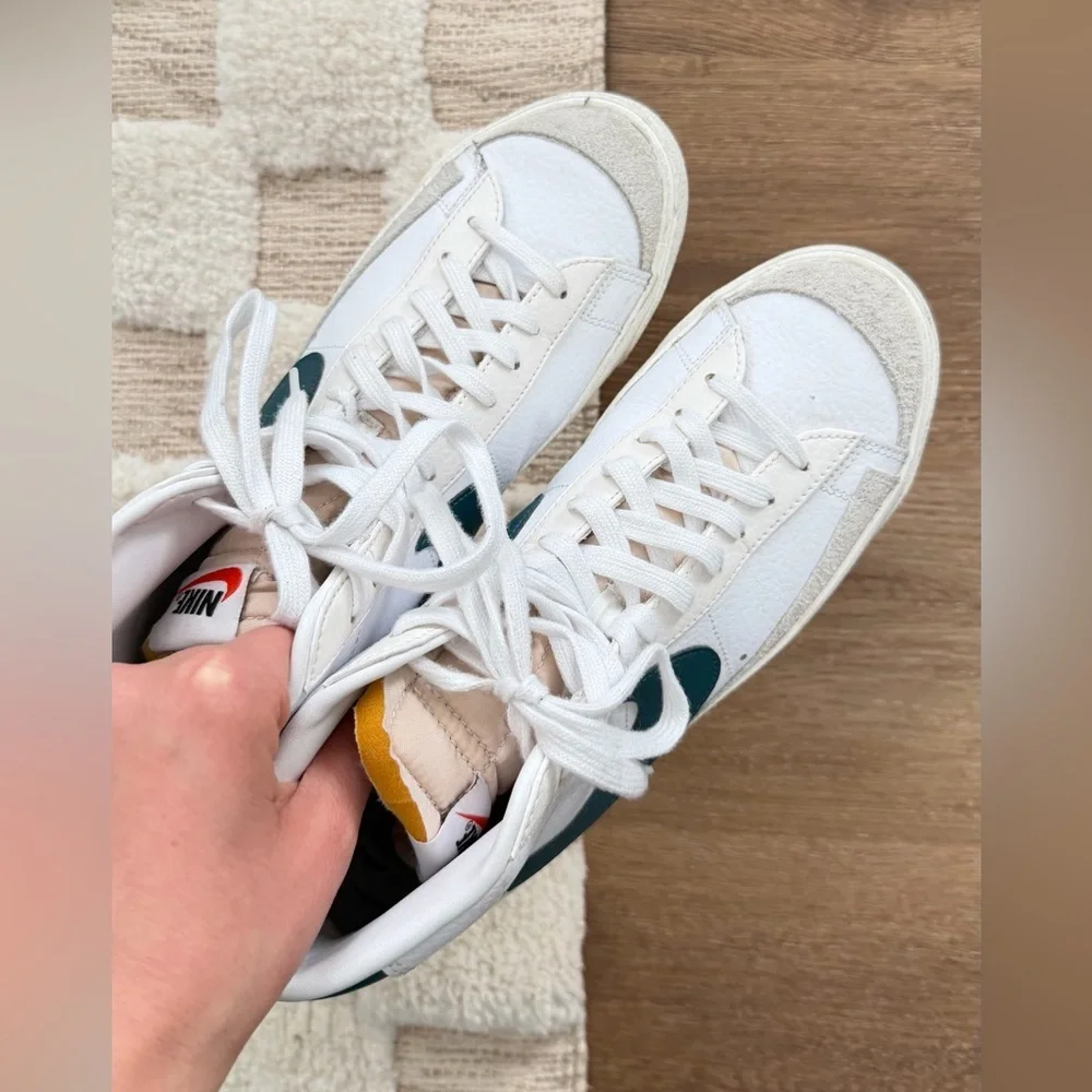 Nike Blazer Mid ‘77 Vintage Sneakers in White Dark Teal Green Colorway